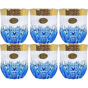 Jogo de 6 Copos Art Decor Dof Adagio - Azul e Dourado (280 ml)