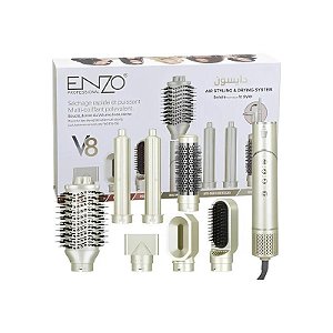 Secador e Modelador de Cabelo Enzo Profissional EN-755 Multifuncional 7 Em 1 1500 W 220V - Cinza