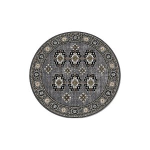 Tapete Turco Bokhara Turquesa Redondo 200 X 200 CM Cinza