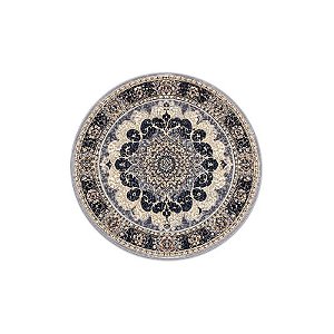 Tapete Redondo Turco Tipo Persa Turquesa 200 X 200 CM Cinza