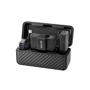 Microfone Lapela Boya Boyamic Lighting 2-01 USB-C Sem Fio para Smartphone - Preto (2TX+1RX) (Anatel)
