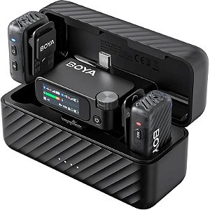 Microfone Sem Fio Boya Boyamic 2-01 USB-C - Preto (caixa feia)