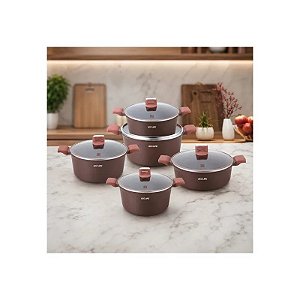Conjunto de Panelas de Indução Antiaderentes Ucc Life de 10 Peças, Marrom