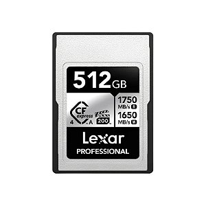 Cartão de Memória Cfexpress 4.0 Lexar Professional Silver Tipo A 1750-1650 MB/s 512 GB (LCAEXS4512G-Rneng)