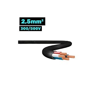 Cabo Flexível CH PP 300/500V 4*2.5MM 100M Preto