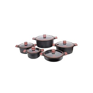Jogo de Panelas com Indução Ucc Life Antiaderente Preto 10 Peças