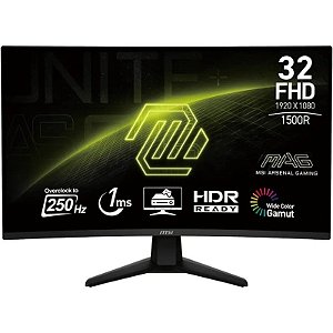 Monitor MSI 32" MAG 32C6X Full HD Curvo 1ms/250Hz DP/HDMI Preto