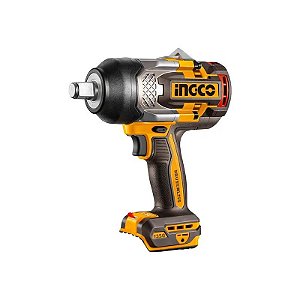 Kit Chave de Impacto Portátil Ingco CIWLI20135 - 1800RPM - Recarregável - Preto e Laranja