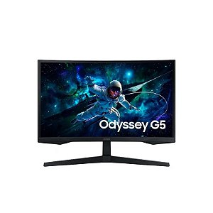 Monitor Samsung Gamer Odyssey G5 G55C LS32CG552ENXZA Curvo 32" 2K QHD (2560 x 1440), 1MS, 165Hz, 1x HDMI 2.2, 1x DisplayPort 1.2, 1x Conector de Áudio, AMD FreeSync, Preto
