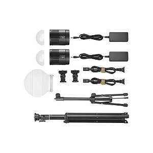 Kit de Iluminação LED Godox Litemons LC30D K2 com Difusor + 2 Tripés - Preto