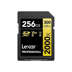 Cartão de Memória SD Lexar Professional Gold 2000X 300-260 MB/s C10 U3 V90 256 GB (LSD2000256G-BNNNG)