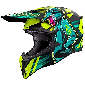 Capacete para Moto Airoh Wraap Cyber - Tamanho XL (61-62) - Amarelo/Preto
