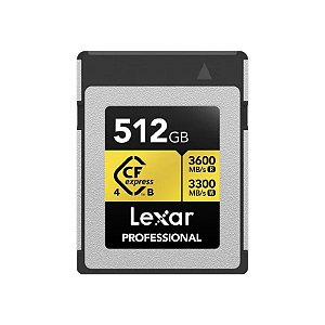 Cartão de Memória Cfexpress 4.0 Lexar Professional Gold Tipo B 3600-3300 MB/s 512 GB (LCXEXP4512G-Rneng)