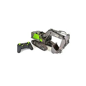Escavadeira RC Huina 1/14 em Metal Verde 1593 e Carregadeira PA