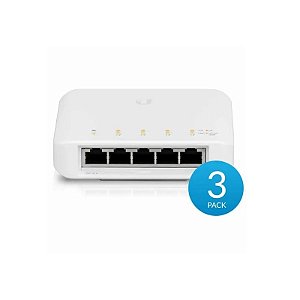 Kit. USW-FLEX-3 Unifi Switch 5 Portas Gigabit RJ45 Poe 60W 3 Peças