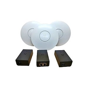 Kit de Access Point Ubiquiti UAP-PRO-3-BR Unifi AP Pro 2.4/5.8GHZ para mais de 200 Clientes 3 Peças