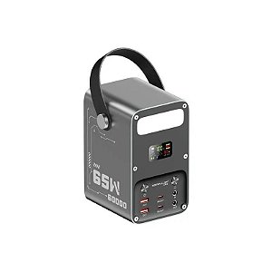 Carregador Portátil Konfulon A69Q 60000MAH PD65W 22.5W Power Bank Preto