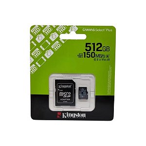 Cartão de Memória Micro SD Kingston 512GB SDXC/SDCS3 Canvas Select Plus