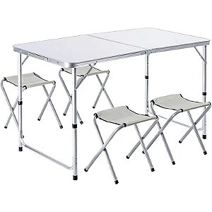Mesa de Camping com 4 Bancos Dobráveis ML-4002