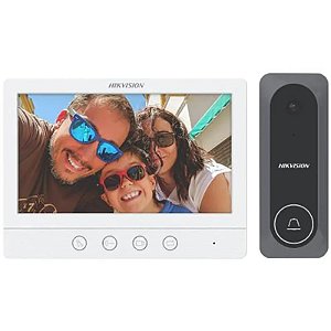 Kit Porteiro Eletrônico Hikvision DS-KIS212 HD TVI de 4 Cabos (caixa feia)