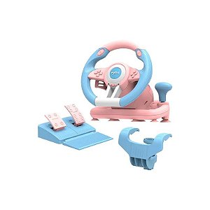 Volante e Pedal PXN V3 Pro para PC / PS3 / PS4 / Xbox One / Xbox Series / Switch - Azul e Rosa