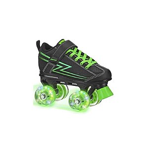 Patins Roller Derby Sparkles com Rodas Iluminadas 1381 Preto/Verde