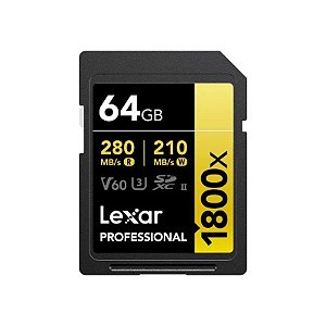 Cartão de Memória Lexar SD 64GB Golden 280MB/s V60 U3