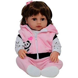 Boneca Corpo de Silicone Urso Panda Rosa V-004
