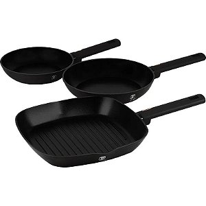 Jogo de Panelas Berlinger Haus Matte Black Collection - BH-8196 (3 peças)