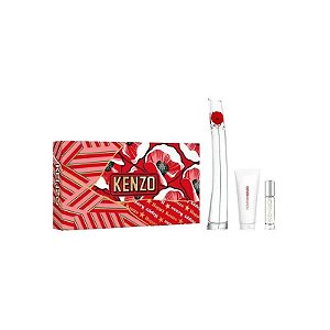 Kit Perfume Kenzo Flower Edp 100ML + Spray de Viagem 10ML + Loção Corporal Leite 75ML - Feminino