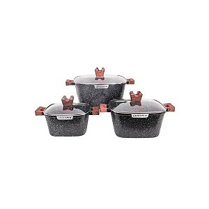 Conjunto de Panelas Antiaderentes para Indução Ucc Life, 6 Peças, Preto