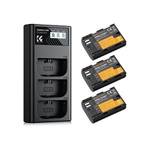 Kit K&F LP-E6NH 3 Baterias + Carregador 28.0039