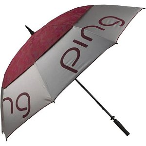 Guarda-sol de Golfe Ping 34785-01 Feminino 62" Guarda-sol Dupla Copa Prata/Bordeaux