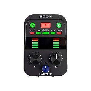 Gravador de Microfones Zoom Podtrak P2 USB para Podcasters - Preto