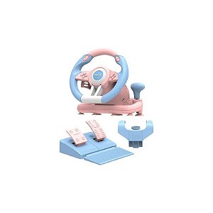 Volante Simulador PXN V3 Pro com Pedal Azul Rosa