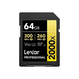 Cartão de Memória SD Lexar Professional Gold 2000X 300-260MB/s (LSD2000064G-BNNNG)