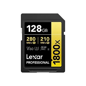 Cartão de Memória SD Lexar Professional Gold 1800X 280-210 MB/s C10 U3 V60 Uhs-II 128 GB (LSD1800128G-BNNNG)
