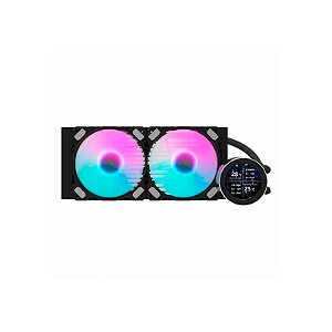 Cooler Líquido CPU Aigo Darkflash Nebula DN240S Display IPS 2.1", ARGB, Preto, 240MM, Intel 115X/1200/1700, AMD AM3+/AM4/AM5