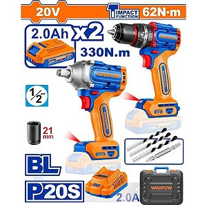 Kit de Ferramentas Sem Fio Wadfow WCK20275 20V (x2 baterias)