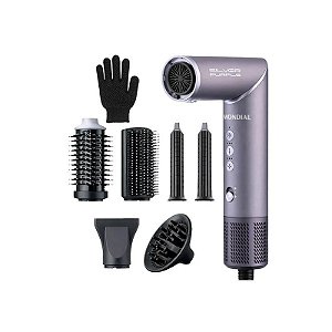 Kit de Secador e Modelador Mondial SM-01-BLDC-SP - 5 em 1 - 1500W - 110V/60Hz - Prata e Roxo