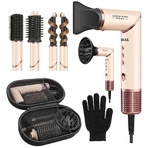 Secador de Cabelo Mondial SM-01-BLDC-CP Multifuncional 5 em 1 1500W 220V/60Hz Cerâmico Rosa