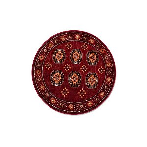 Tapete Redondo Turco Bokhara Vermelho Turquesa 150 X 150 CM