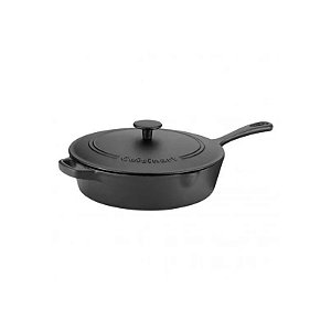 Frigideira Cuisinart de Ferro Fundido com Tampa Preta 30CM