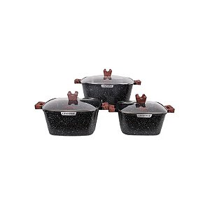 Conjunto de Panelas Antiaderentes para Indução Ucc Life, 6 Peças, Preto