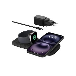 Carregador Wireless Belkin Travel Pad WIZ026VFBK 2 em 1 15W Boostcharge Pro QI2 Magsafe - Preto