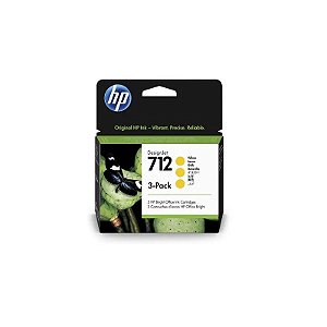 Jogo de Cartucho HP 712 (3ED79A) Amarelo 29ML T250 com 3 Peças