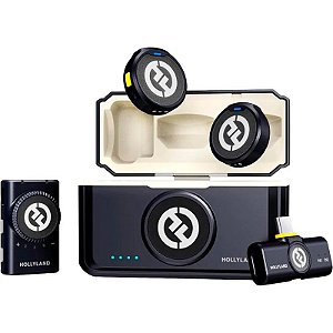 Microfone sem fio Hollyland Lark M2 Mini Combo Tipo C - Preto Brilhante