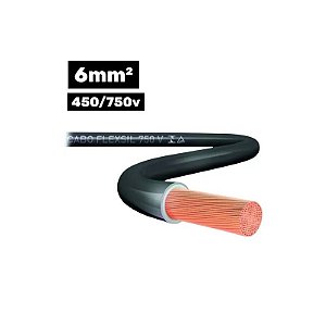 Cabo Flexível 450/750V 1*6MM 100M Preto