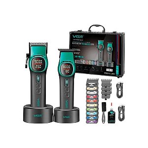 Kit Cortador de Cabelo e Aparador Voyager VGR V-885S2 Recarregável - Verde
