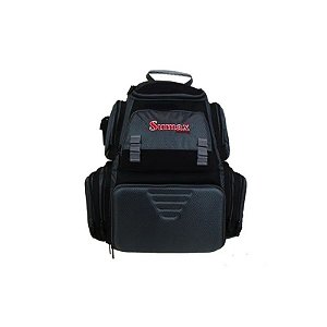 Mochila Sumax SM-1714 de Pesca, Preta Inclui 4 Estojos de PVC